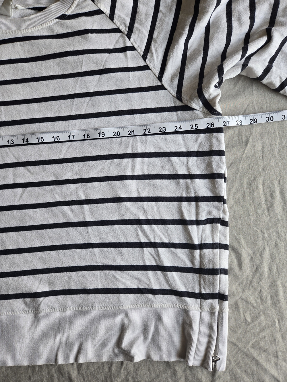 White & Black Striped Long Sleeve Pullover - Picture 8 of 8